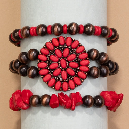 Emma Jewelry Wms Bdd Red Bracelet Set 74724 Corral Western Wear