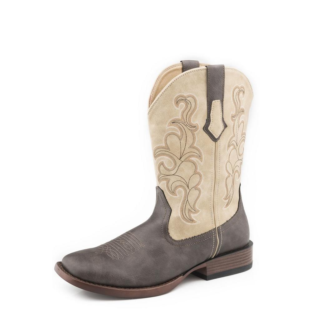 Roper Bump (White/Brown) - Little Kids / Big Kids Cowboy Boots main image 1