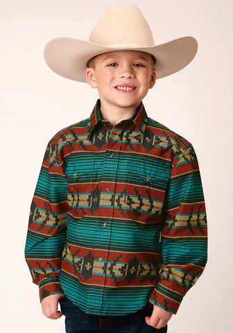 Roper Boy's L/S Horizontal Ombre Aztec Shirt