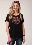 Roper Women's S/S Floral Black Shirt