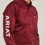 Ariat Men's Team Logo Twill Fitted Burgundy Shirt