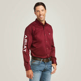 Ariat Men's Team Logo Twill Fitted Burgundy Shirt