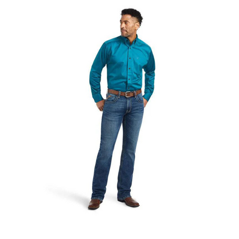 Ariat Men's Solid Twill Classic Fit Shirt Ocean Depths