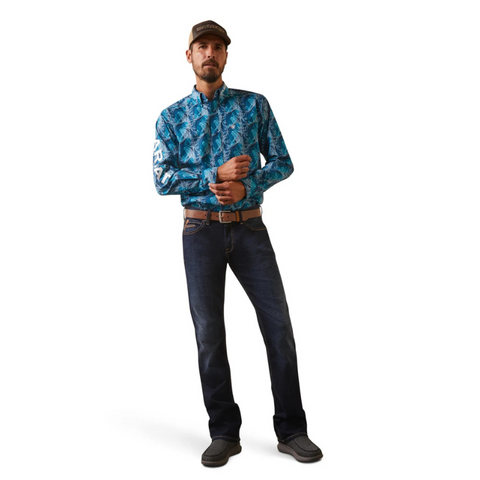 Ariat Men's Team Hugh Fitted Shirt Teal