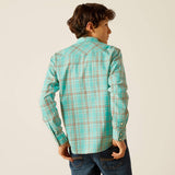 Ariat Boy's Hudsyn Retro Snap Blue Turquoise Shirt