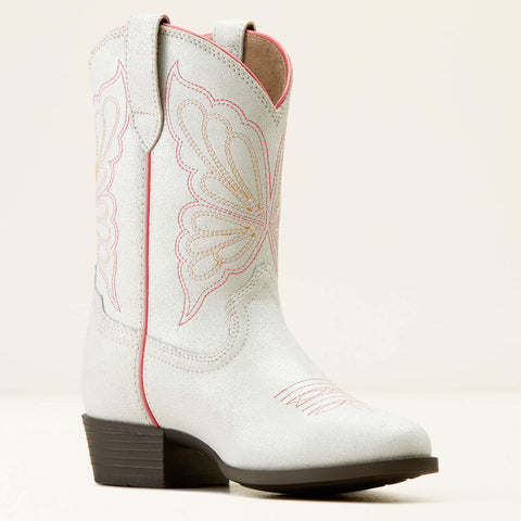 Ariat Girls Butterfly Distressed Ivory Boots