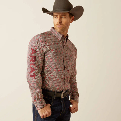 Ariat Men's Team Omega Fitted Red Burgundy Shirt