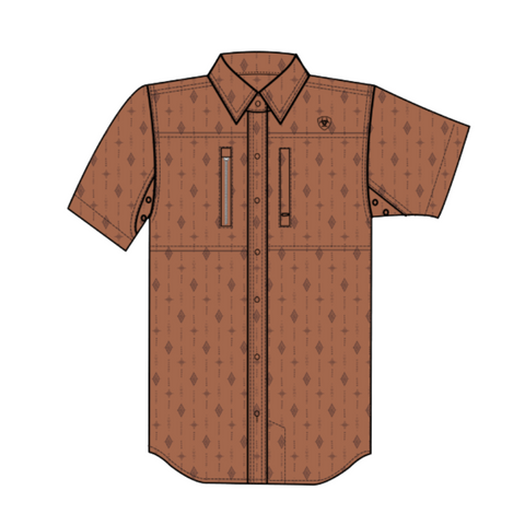 Ariat Men's VentTEK Classic Printed Copper Brown Fitted Shirt