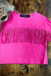 CLEARANCE Lucky & Blessed Girl's Front Fringe Pink Top