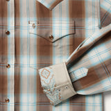 Stetson Men's L/S Sand/Aqua Ombre Plaid Shirt