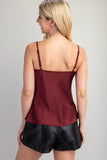 Glam Women's Satin Burgundy Top