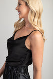 Glam Women's Satin Black Top