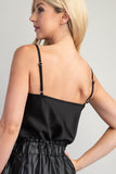 Glam Women's Satin Black Top