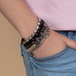 Emma Jewelry Wms Stacked Black Bracelet Set 1409