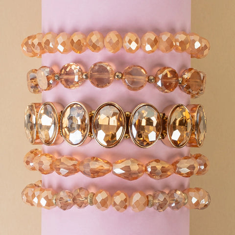 Emma Jewelry Women's Gold Beaded Stacked Bracelet Set