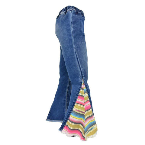 Cowgirl Hardware Toddler Pink Serape Bell Bottom Jean