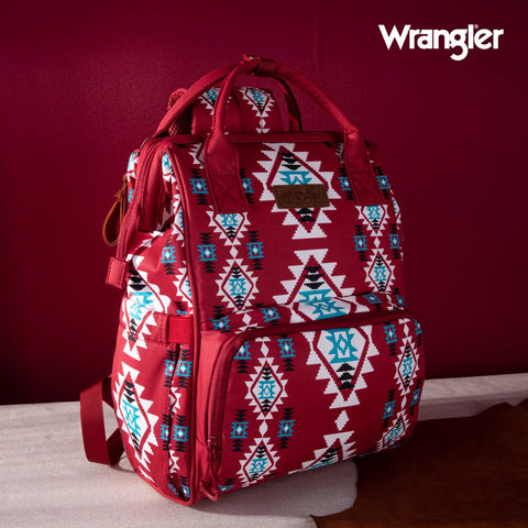 Wrangler Aztec Printed Callie Burgundy Backpack