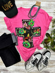 Texas True Threads Women's Callie's Black Floral Cross T-Shirt