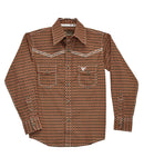 Cowgirl Hardware Youth Orange/Brown L/S Shirt