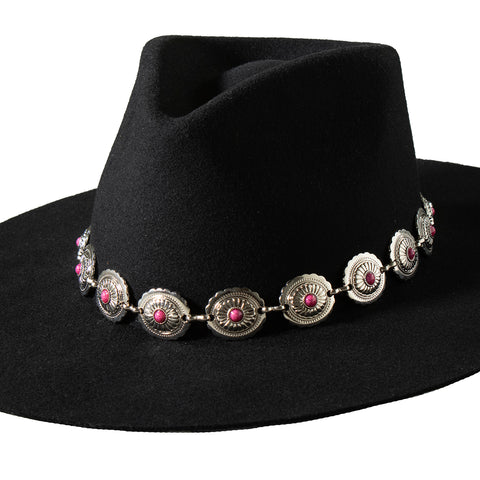 3D Chain Concho Pink Stones Hatband