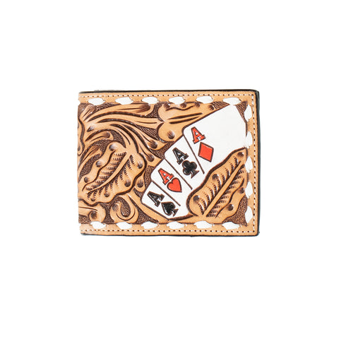 3D Men's Hand Painted Ace Cards Natural Bifold Wallet