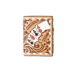 3D Men's Hand Painted Ace Cards Natural Trifold Wallet