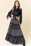 Saints & Hearts Women's Floral Black Maxi Skirt