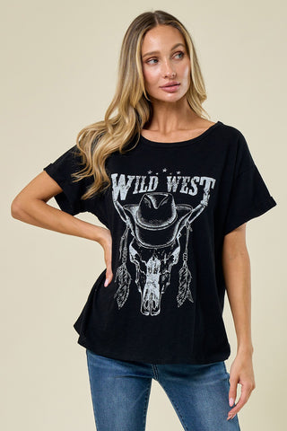 Saints & Hearts Women's Wild West Black T-Shirt