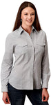 Roper Women's L/S Print Grey/White Shirt