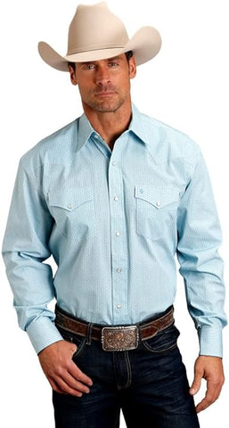 Stetson Men's Tonal Paisley Blue Shirt