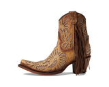 Circle G Women's Brown Fringe Ankle Boots