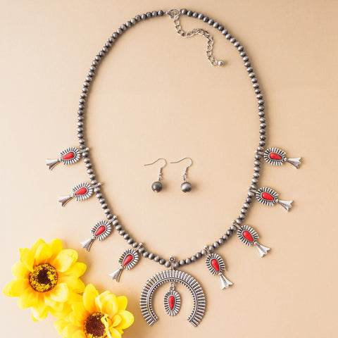 Emma Jewelry Women's Western Red/Silver Necklace