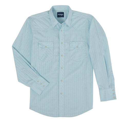 Wrangler Men's Sport Western Snap Blue Shirt