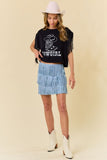 Saints & Hearts Women's Fringe Light Blue Mini Skirt