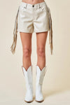 Saints & Hearts Women's Fringe Beige Shorts