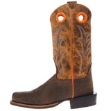 CLEARANCE Old West Youth Boy's Dark Brown/Orange Leather Boots