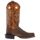 CLEARANCE Old West Youth Boy's Dark Brown/Orange Leather Boots