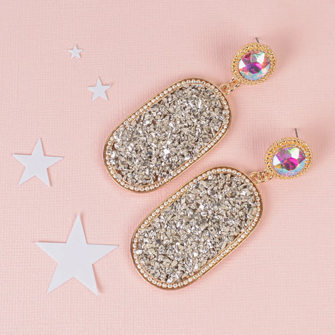 Emma Jewelry Women's Silver Rhinestone Glitter Earrings