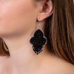 Emma Jewelry Women's Black Glitter Earrings