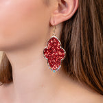 Emma Jewelry Women's Red Glitter Earrings