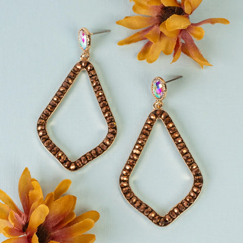 Emma Jewelry Women's Bronze Crystal Studded Drop Earrings