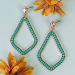 Emma Jewelry Women's Turquoise Crystal Studded Drop Earrings