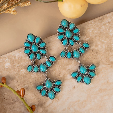 Emma Jewelry Women's Turquoise Squash Blossom Earrings