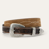 Stetson Men's Tooled Tapered Brown Sand Belt
