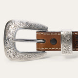 Stetson Men's Tooled Tapered Brown Sand Belt