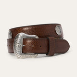 Stetson Men's Bison Leather Concho Hazelnut Belt