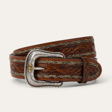Stetson Men's Tooled Horsehair Braided Edge Natural Belt