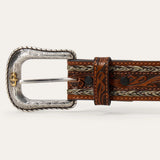 Stetson Men's Tooled Horsehair Braided Edge Natural Belt