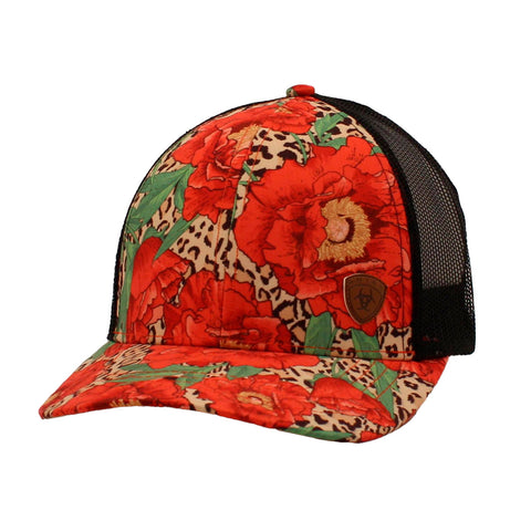 Ariat Women's Flower Messy Bun Red Cap