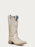 Corral Women's Woven Glitter White Boots